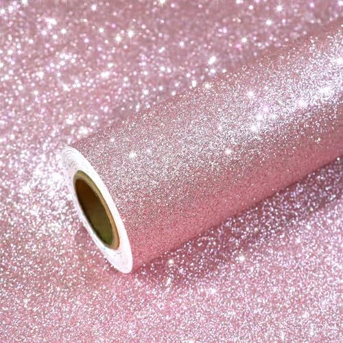 VEELIKE Pink Glitter Wallpaper Stick and Peel by VEELIKE