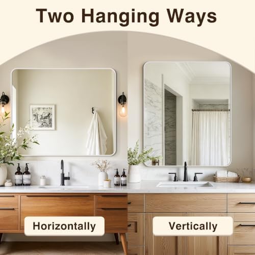Vanity Bathroom Mirror, 36”x30” Silver Bathroom Mirror - Image 6