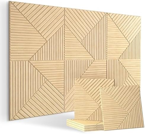 6 Pack UV Wood Texture Grooved Acoustic Wall Panels by 100PolyesterAcousticPanel