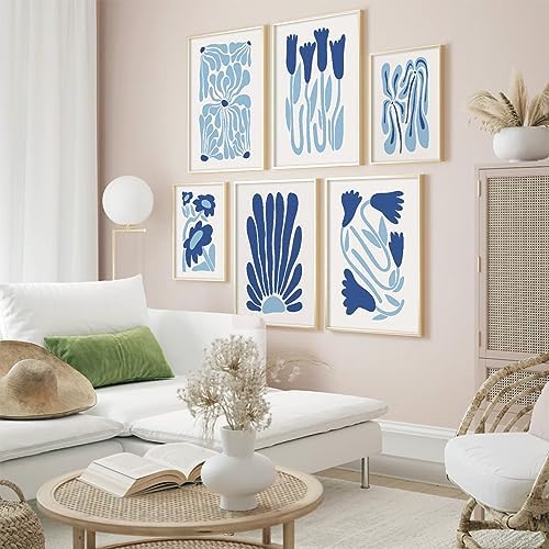 Youillne Matisse Flower Wall Art Prints Blue Abstract Wall Decor Aesthetic - Image 6