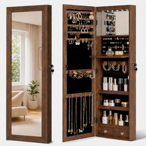 Over the Door Jewelry Organizer, Wall Mounted Jewelry Cabinet by JOYUSAEN