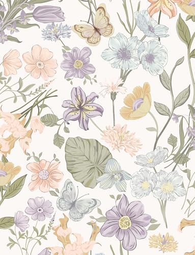 EchoSphere Light Peel and Stick Wallpaper Boho Floral Removable Wallpaper by EchoSphere
