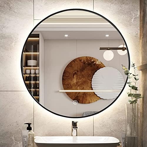 32" LED Backlit Bathroom Vanity Mirror, Wall Mounted Round Makeup Shaving Mirror by TheiaMo