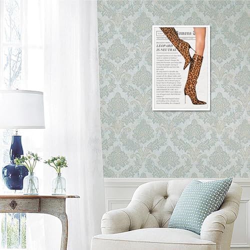Trendy Newspaper Canvas Wall Art Trendy Leopard Room Decor Fashion Leopard - Image 6