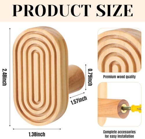 Novabright 4 Pcs Boho Wall Hooks Wooden Coat Hook - Image 2