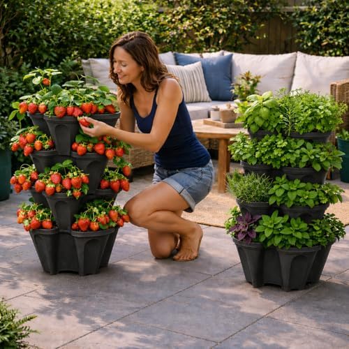 Vertical Garden Planter 4 Tier Stackable System 16 Plants, Space Saving Herb - Image 3