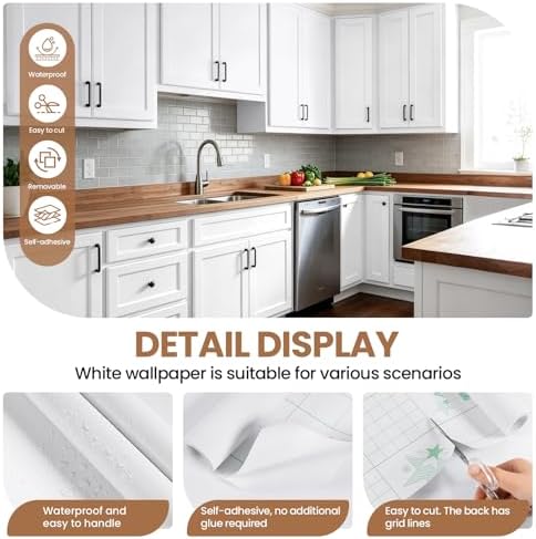 practicalWs White Contact Paper Peel and Stick Wallpaper Self Adhesive - Image 3
