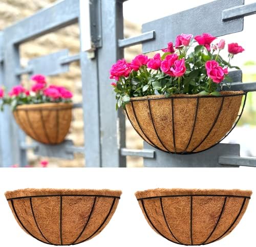 LaLaGreen Wall Planter Black Coco Liner Fence Flower Pots by L%C3%A1L%C3%A1Green