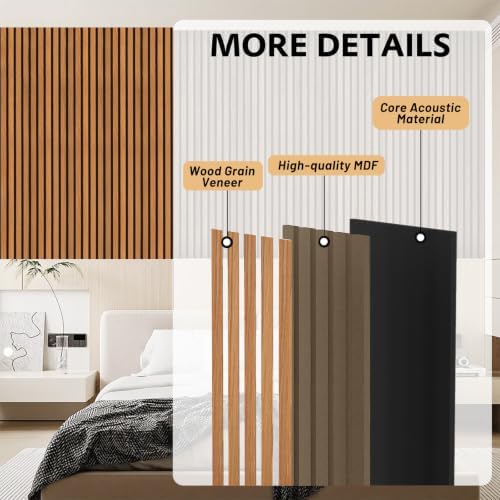 4 Pack Wood Panels for Wall, 106.3" × 11" Wood Slat Acoustic Panels for Wall - Image 4