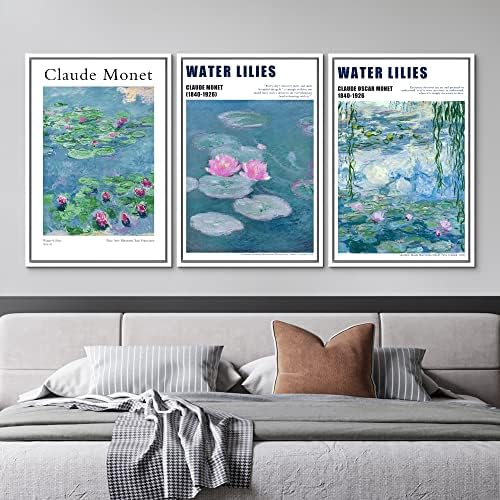 MUDECOR Framed Wall Art Print Set Water Lilies by Claude Monet Nature - Image 2