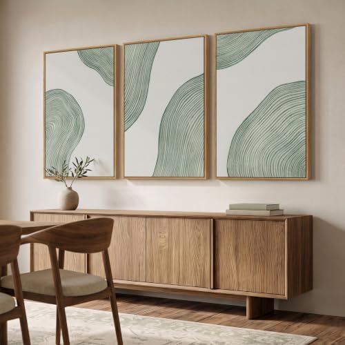 Large Framed Sage Green Abstract Wall Art - Image 2