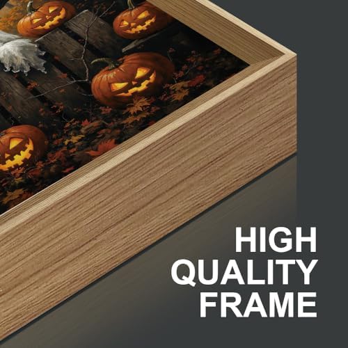 FWIEXA Halloween Cute Ghost Pumpkins Canvas Wall Art Set of 3, Vintage Witchy - Image 6