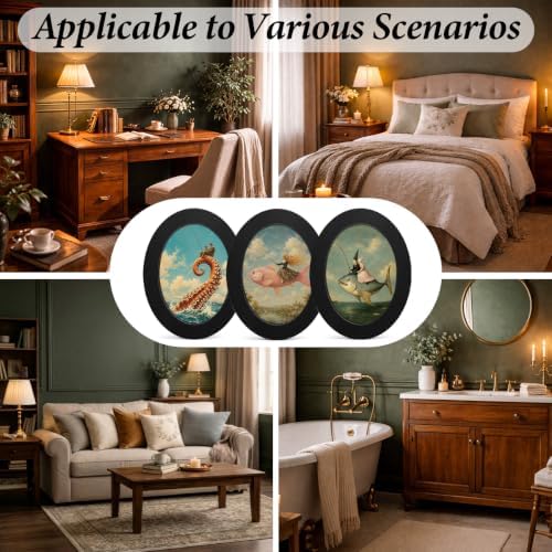 WDXDOWF 3Pcs Funny Whimsical Fishing Oval Wall Art Decor Coastal Home Decor - Image 6