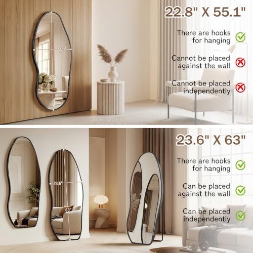 Irregular Full Length Mirror -Black Decor Floor Mirror - Image 5