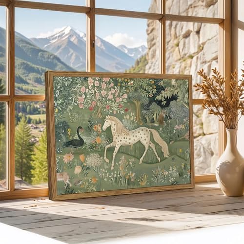Funny Horse Wall Art, Whimsical Woodland Horse Wall Decor Painting Cute Animal - Image 3