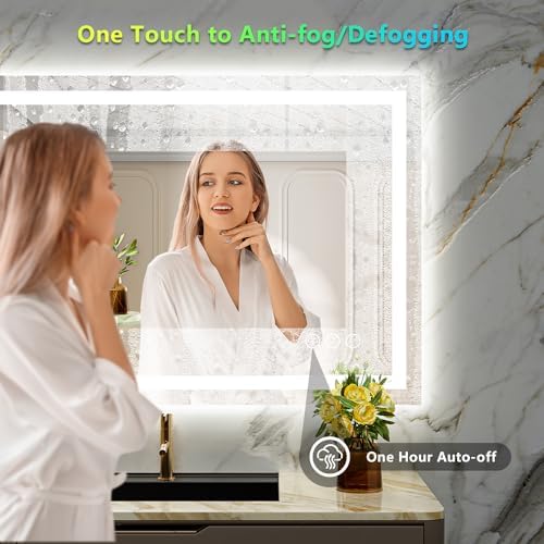40x30 LED Bathroom Mirror with Lights, RGB Backlit Lighted Mirror - Image 5