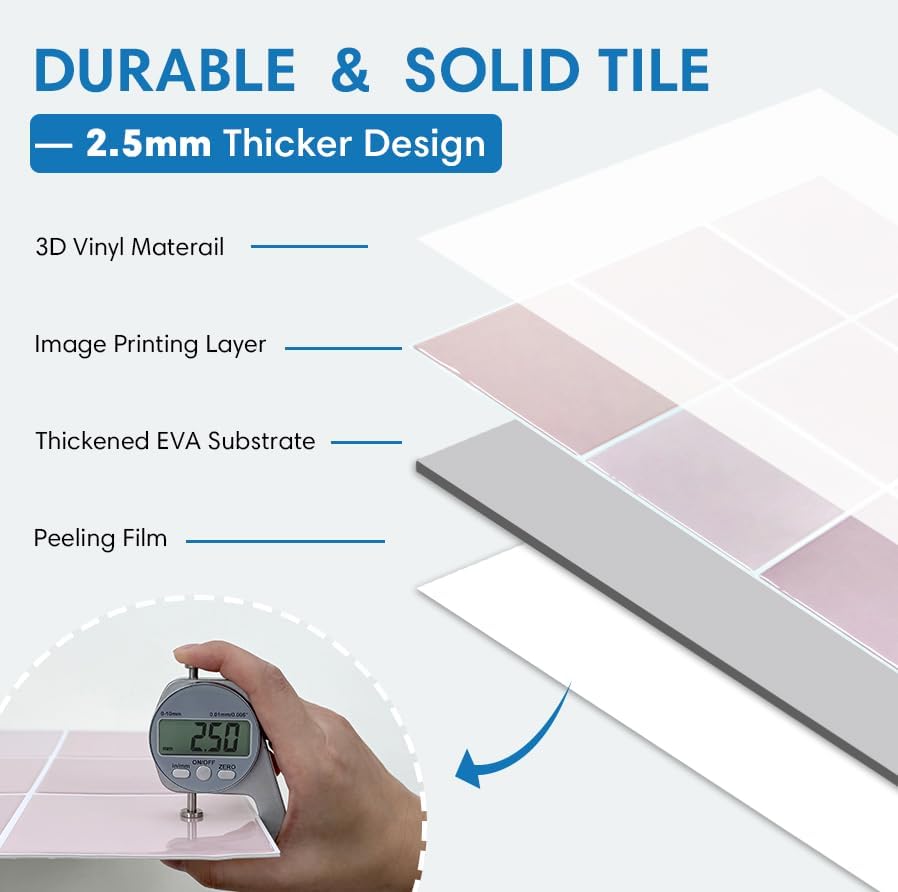 COMSTICKC Thicker 3D Peel and Stick Backsplash Tiles - Image 5
