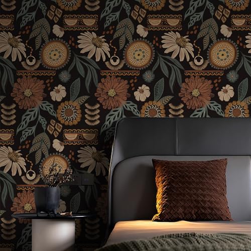 Boho Peel and stick Wallpaper Removable Sun Flroal Vintage Contact Paper - Image 6