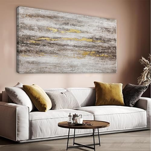YISXINOAG Brown Grey White Abstract Wall Art Modern Contemporary 20"X40" by YISXINOAG