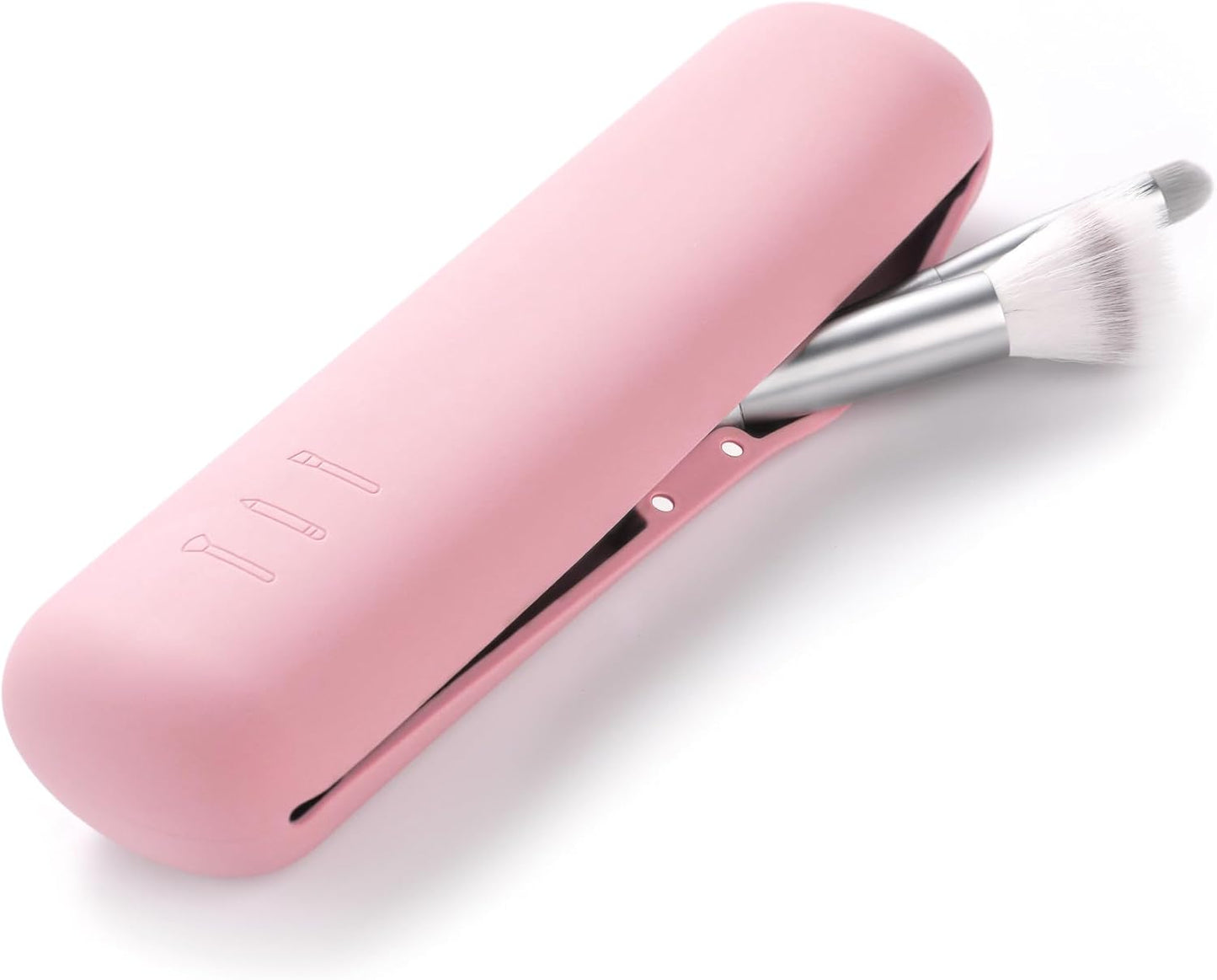 FERYES Large Travel Makeup Brush Holder, Magnetic Anti-fall Out Silicon Portable Cosmetic Face Brushes Holder, Soft and Sleek Makeup Tools Organizer for Travel- (8.27 * 2.36 * 1.57)