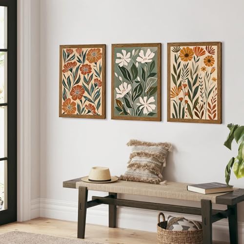 Urmoya 3 Pieces Boho Floral Decor Flower Market Wall Art, 12x16 Inch - Image 5