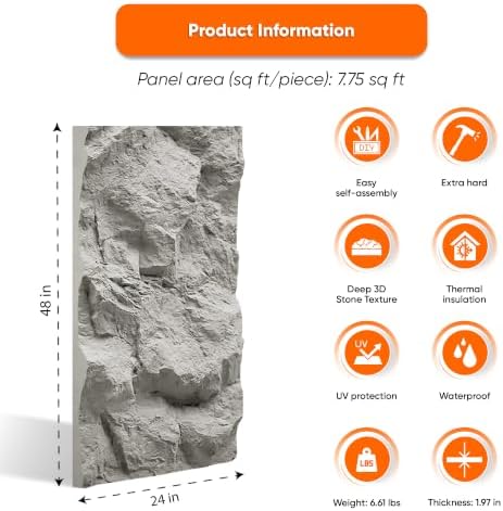 IZODEKOR PU Wall Panels Stone Look 24x48 in | 1.97 in Thick | 3D Wall Panels - Image 2