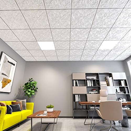 Art3d Spanish Floral Drop Ceiling Tiles, 24 x 24 in, Matt White - Image 3
