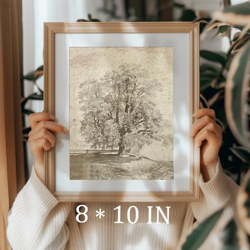 uniro Neutral Etching Vintage Tree Sketch Print, Tree Canvas Wall Art, Antique - Image 3