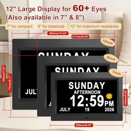 SSINI 12”Large Digital Clock for Seniors Dementia Clock - Image 2