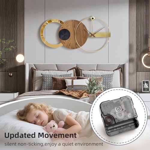 50"x22" Large Modern Silent Non-Ticking Wall Clock - Image 5