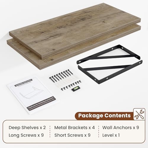 Deep Wall Shelves 30"W x 12"D Engineered Wood Floating Shelves - Image 5