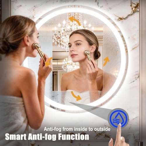 LTFUUAI 28" Round LED Bathroom Mirror - Image 5