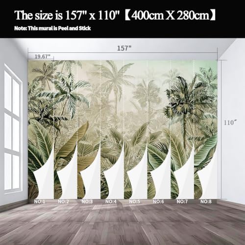 A self-Adhesive Mural of Tropical Rainforest Style Plants, Tropical Trees - Image 3
