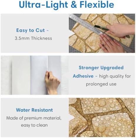 COMSTICKC 3D Faux Stone Wall Panels Peel and Stick - Image 4