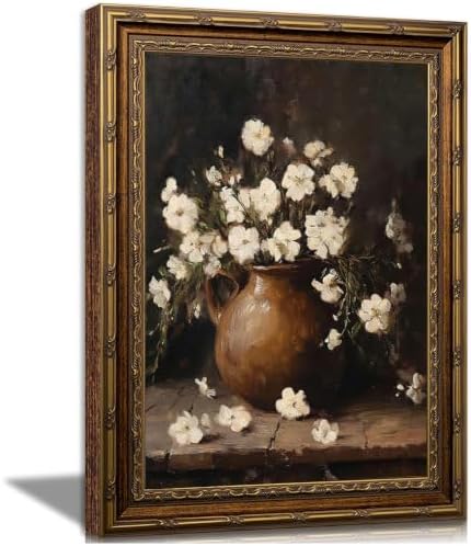 Vintage White Flower Canvas Wall Art by BringCharacterHome