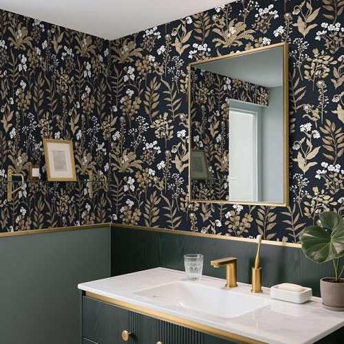 Abyssaly Black Floral Wallpaper Peel and Stick Dark Moody Contact Paper - Image 2
