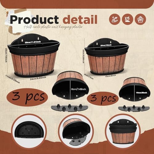 Layhit 6 Pcs Wall Hanging Planters, 12 Inches, 10 Inches - Image 2