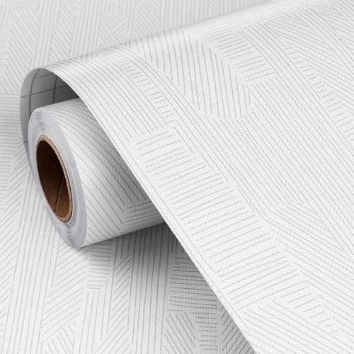 FunStick 16"x240" Minimalist Grey White Peel and Stick Wallpaper Textured Grass - Image 6