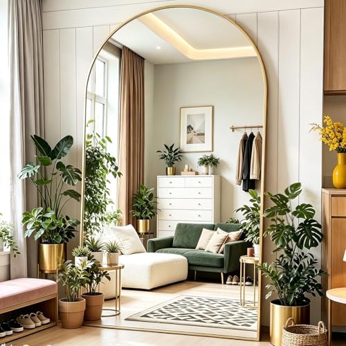 DMWOODFL 46"x90" Extra Large Arched Full Length Gold Mirror by DMWOODFL