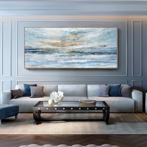 Nicetop Extra Large Framed Abstract Ocean Landscape Wall Art, Serene Sunset by Nicetop