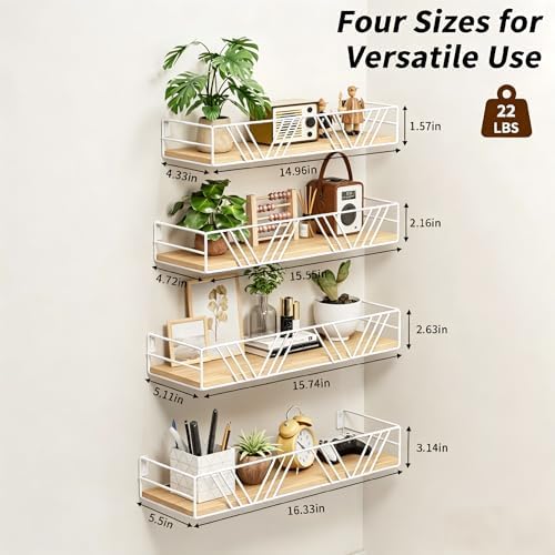 Floating Shelves for Wall, 4 Sets Rustic Shelf - Image 3