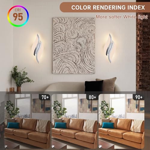 CANEOE Modern LED Wall Sconce 6000K Chrome Indoor Wall Light Fixtures Acrylic - Image 3