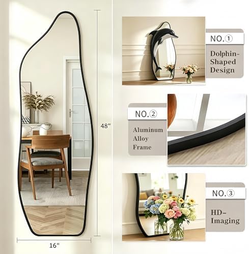 48"x16" Full Length Door Mirror, Dolphin Hanging Mirror - Image 5