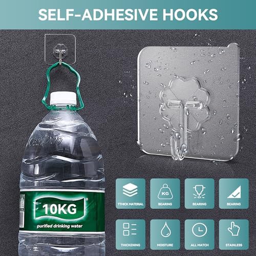 28 Pack Sticky Hooks for Hanging Heavy Duty, Wall Hooks Adhesive, Shower & - Image 4
