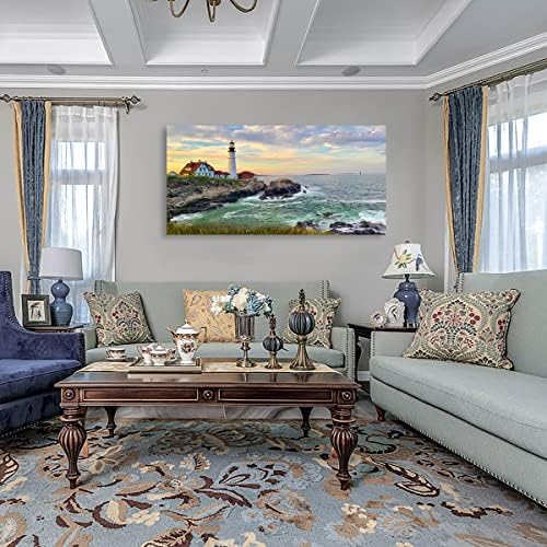 tigeridge Sunset Lighthouse Canvas Wall Art - Image 3