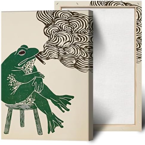 Wframed Smoking Frog Canvas Wall Art 16x20in by Unknown