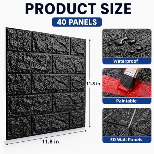 3D Wall Panels Peel and Stick Faux Foam Brick Wallpaper Covering - Image 2