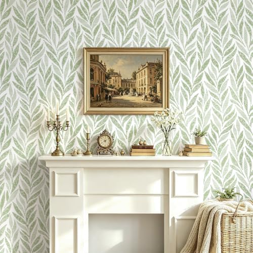 Safiyya Green Leaf Peel and Stick Wallpaper 787"x17.3" Boho Modern Farmhouse - Image 3