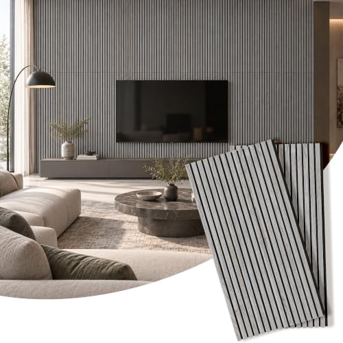 2 Pack Wood Slat Acoustic Panels, Sound Absorbing Wall Panels by HRYJ%EF%BC%9AFurnitureEssentials