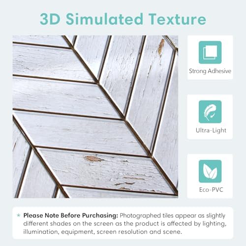 Commomy Faux Wood 3D Wall Sticker Peel and Stick Tiles 10 Pcs 11.8" x 11.8" - Image 3